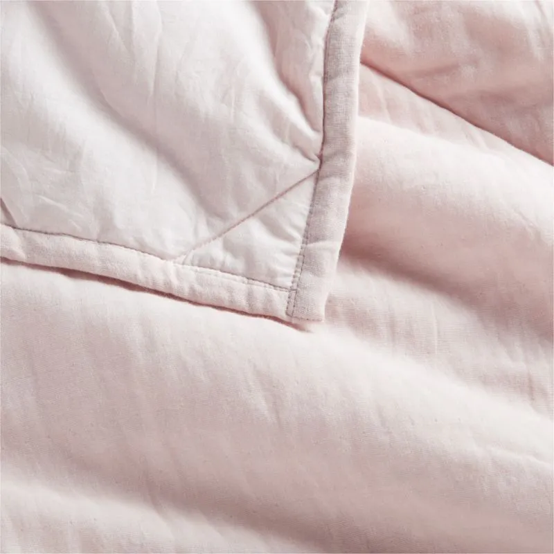 Crate&Barrel Supersoft Lilac Rose Cotton Gauze Baby Crib Quilt