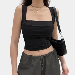 Crop Top Black Sleeveless