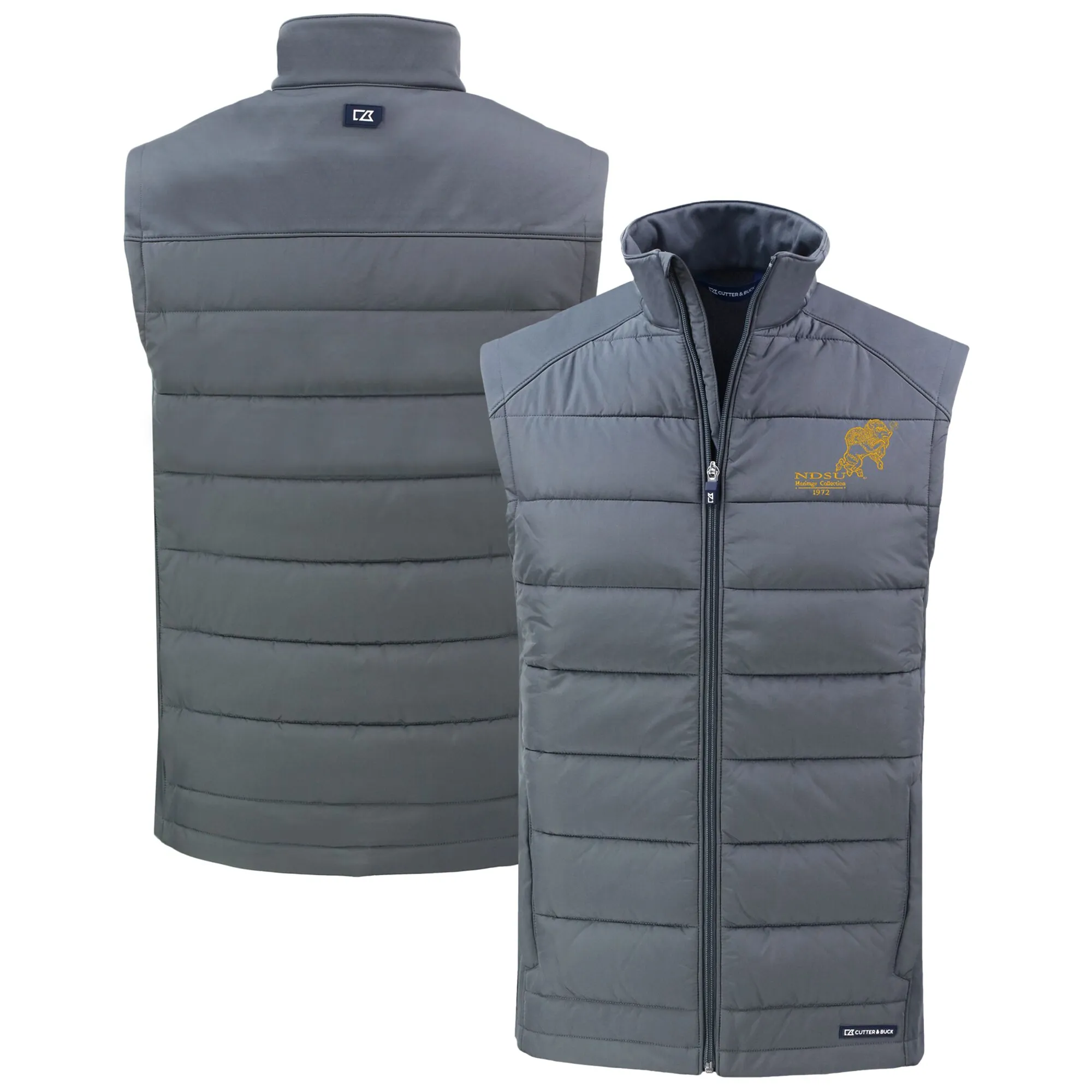 Cutter & Buck NDSU Bison Gray Vintage Evoke Hybrid Eco  Full-Zip Vest