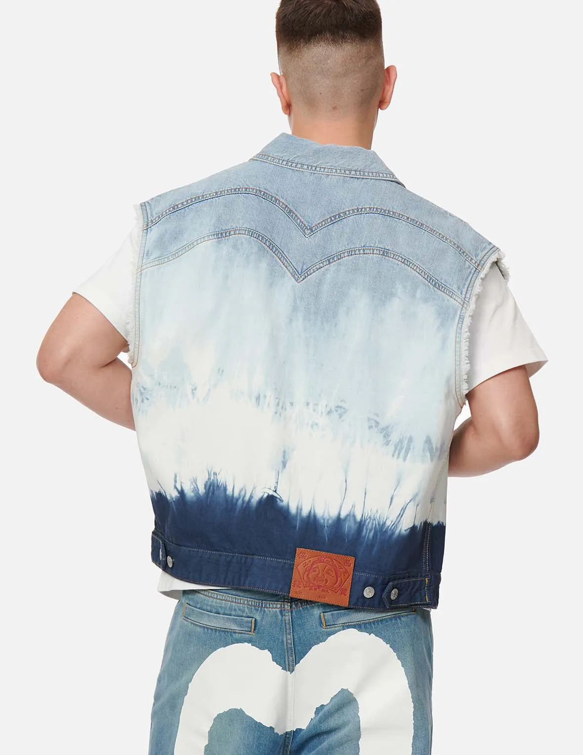 Daicock Insert Tie-dye Denim Vest