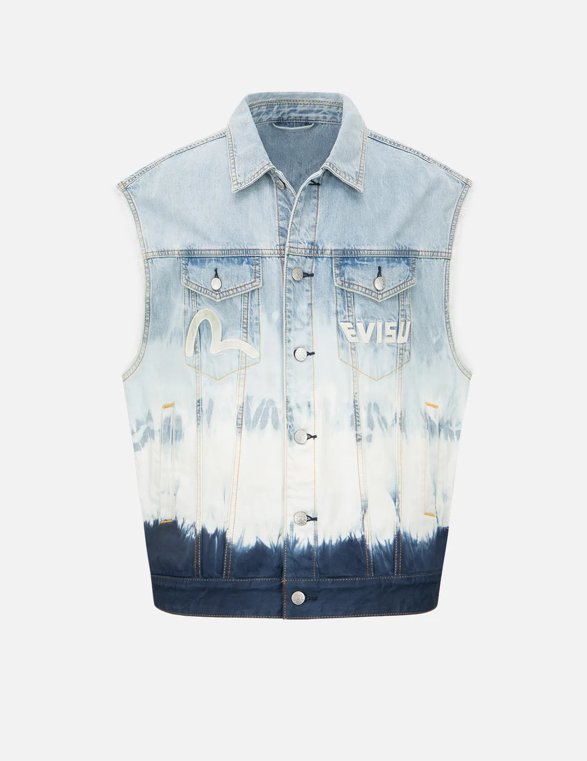 Daicock Insert Tie-dye Denim Vest