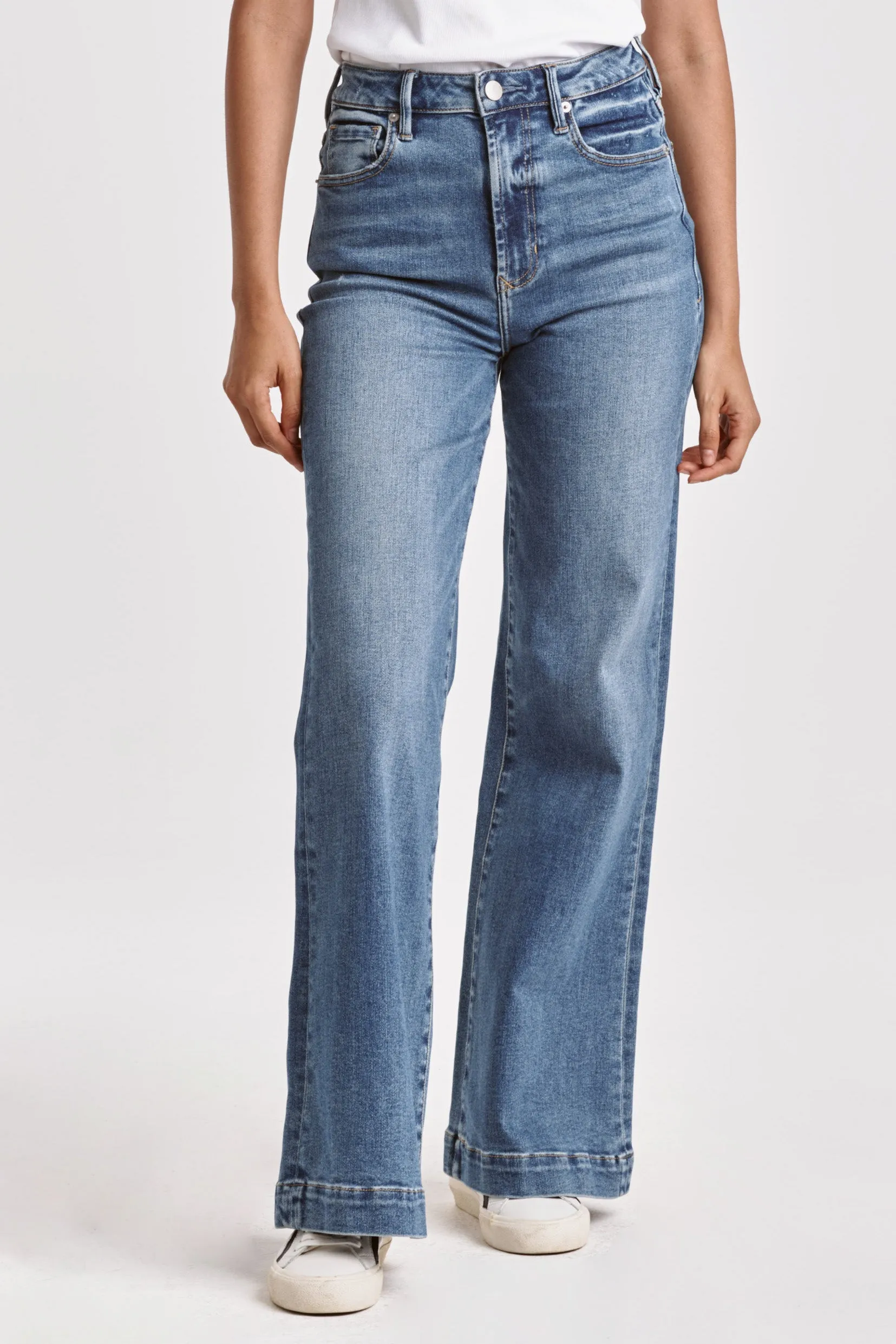 Dear John Fiona Super High Rise Wide Leg Jeans in Natal