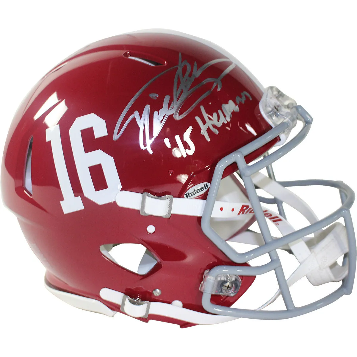 Derrick Henry Signed Alabama #16 Speed Authentic Helmet w/ 15 Heisman Insc