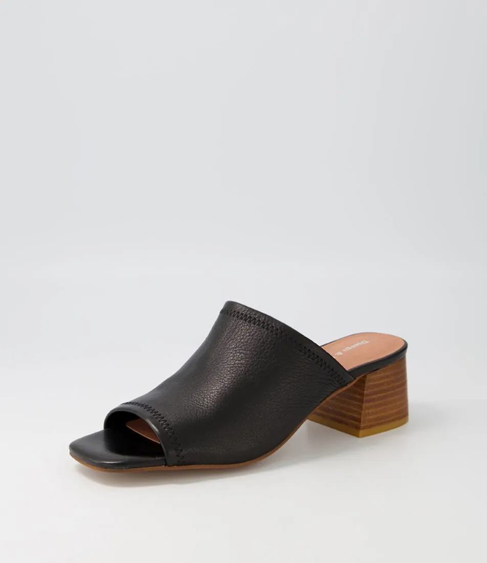 DJANGO & JULIETTE Fallow Black Leather Mules