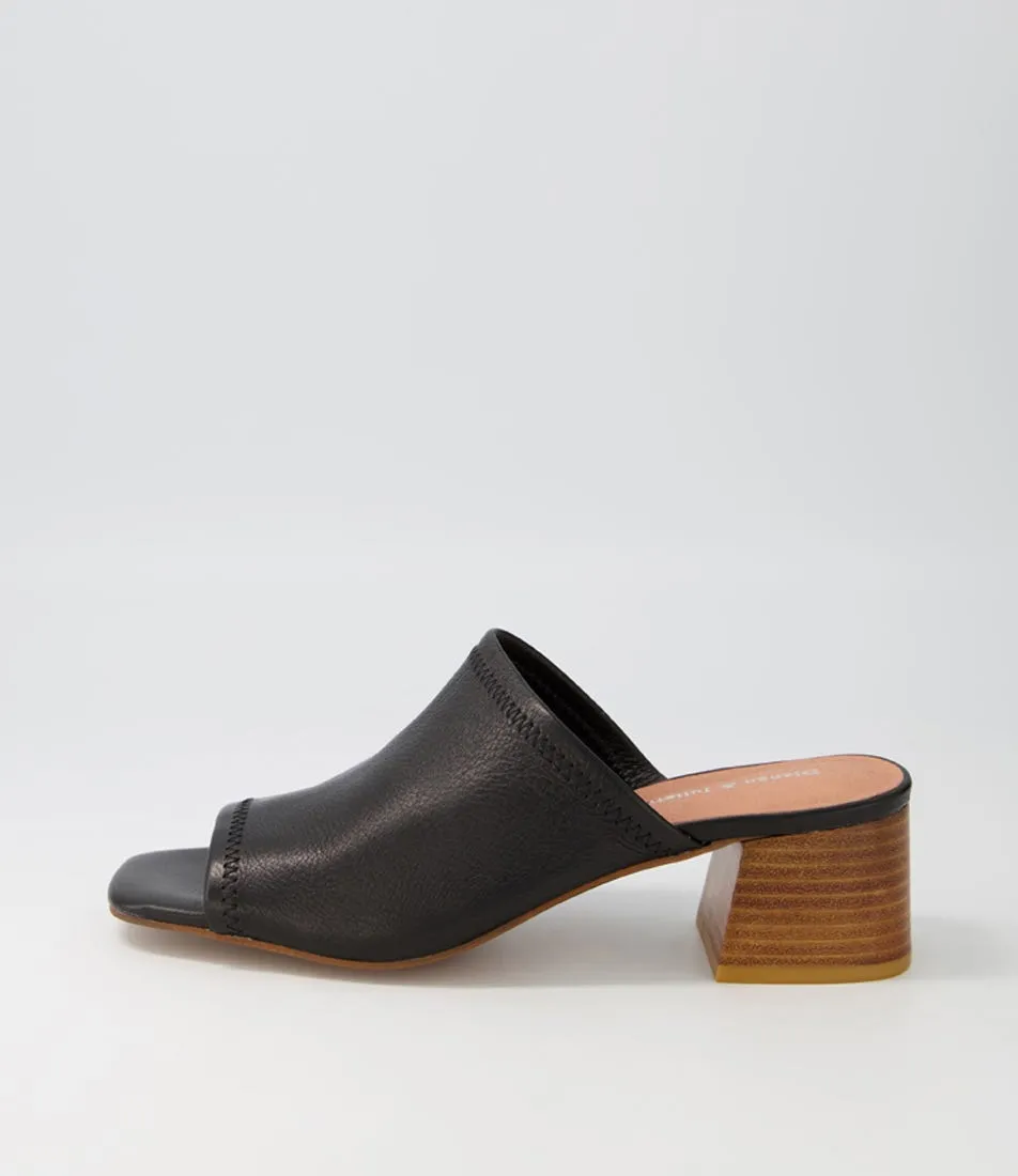 DJANGO & JULIETTE Fallow Black Leather Mules