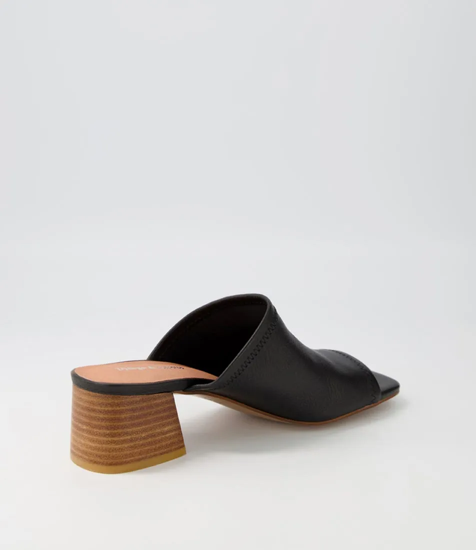 DJANGO & JULIETTE Fallow Black Leather Mules