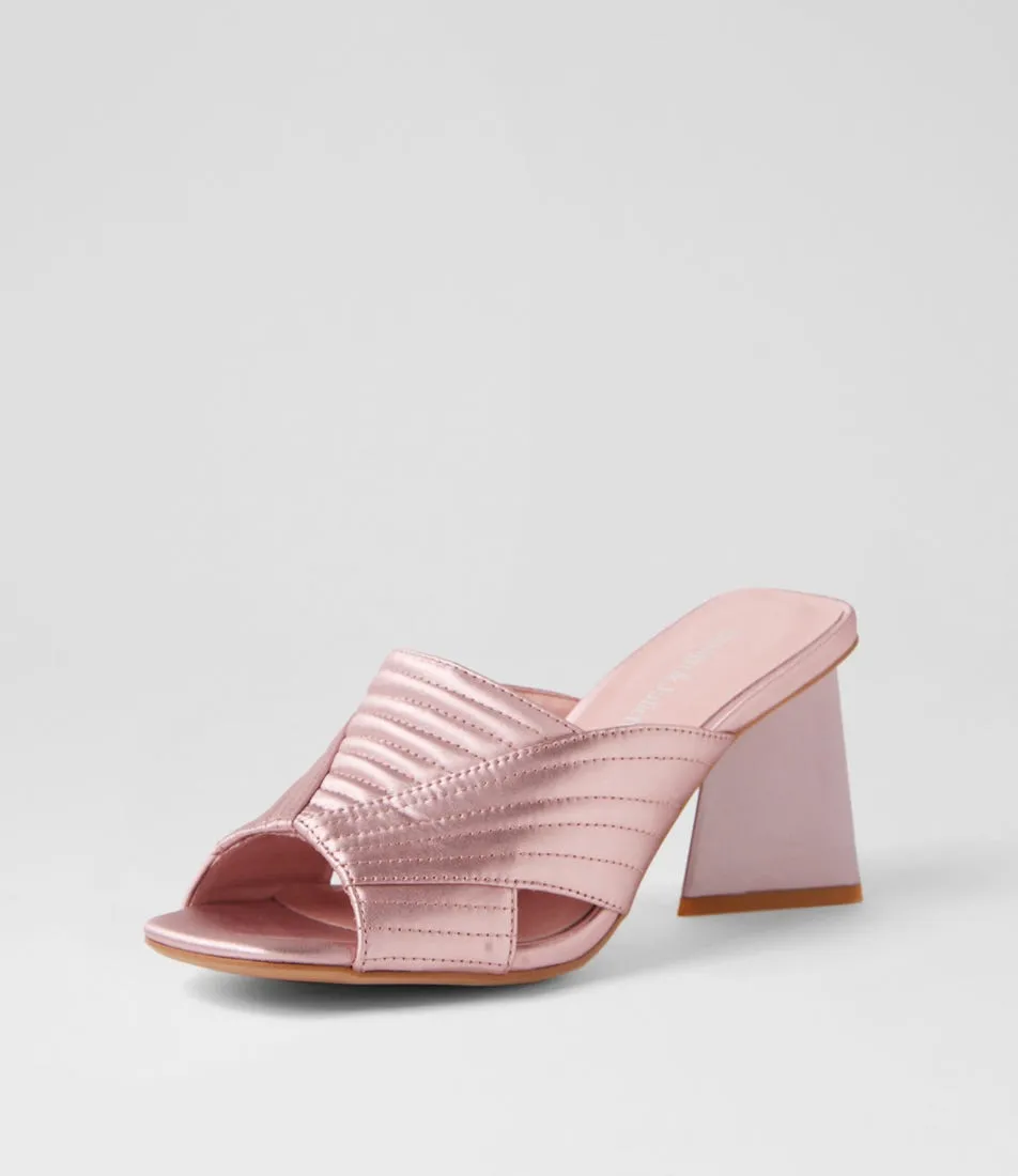 DJANGO & JULIETTE Hatsu Pink Satin Leather Mules