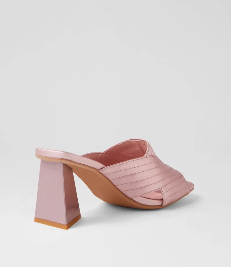 DJANGO & JULIETTE Hatsu Pink Satin Leather Mules