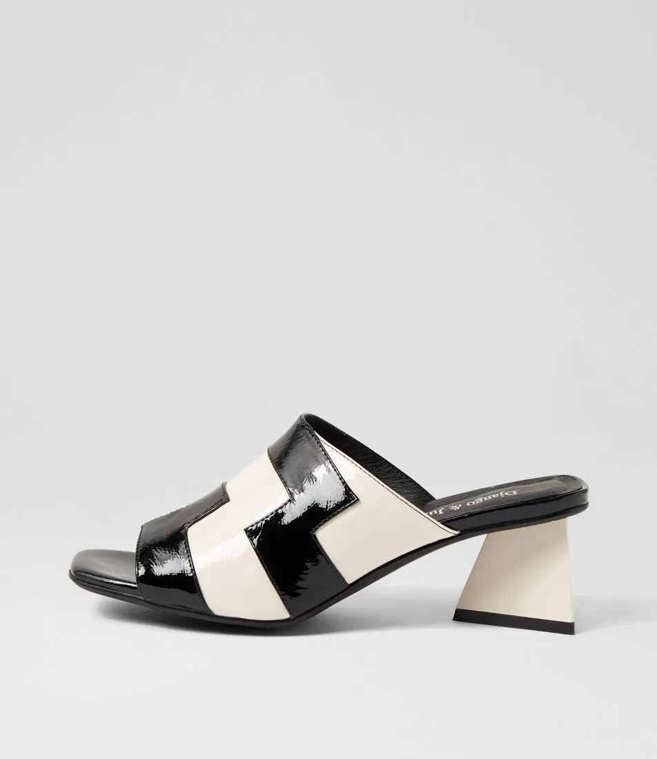 DJANGO & JULIETTE Ibbys Black Ivory Patent Leather Mules