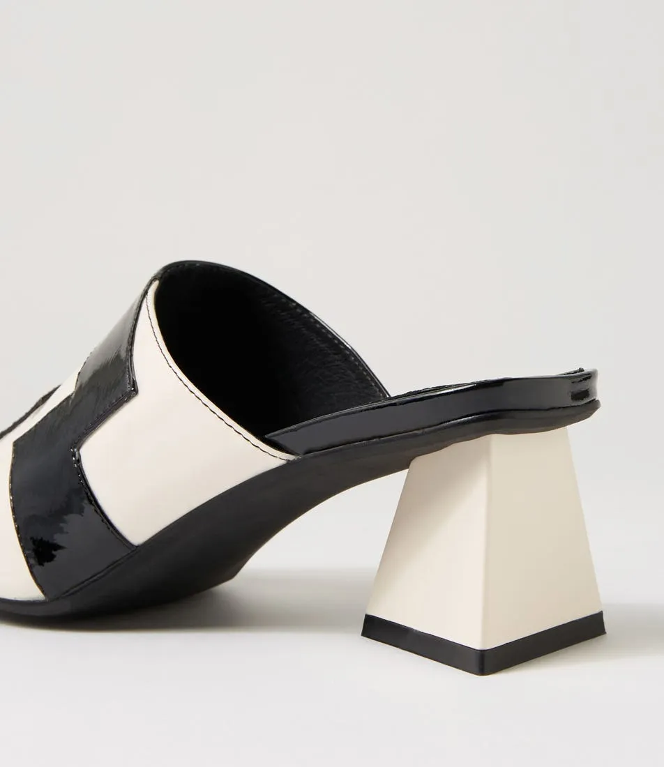 DJANGO & JULIETTE Ibbys Black Ivory Patent Leather Mules