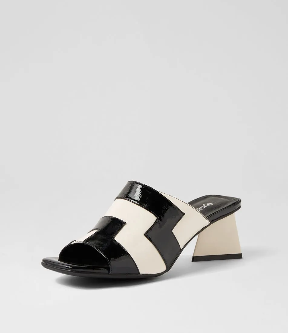 DJANGO & JULIETTE Ibbys Black Ivory Patent Leather Mules