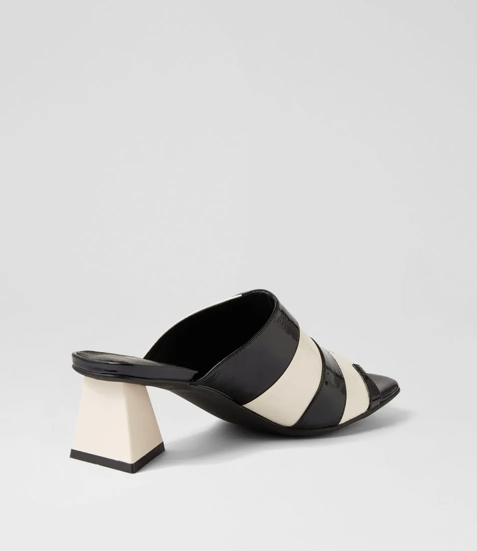 DJANGO & JULIETTE Ibbys Black Ivory Patent Leather Mules