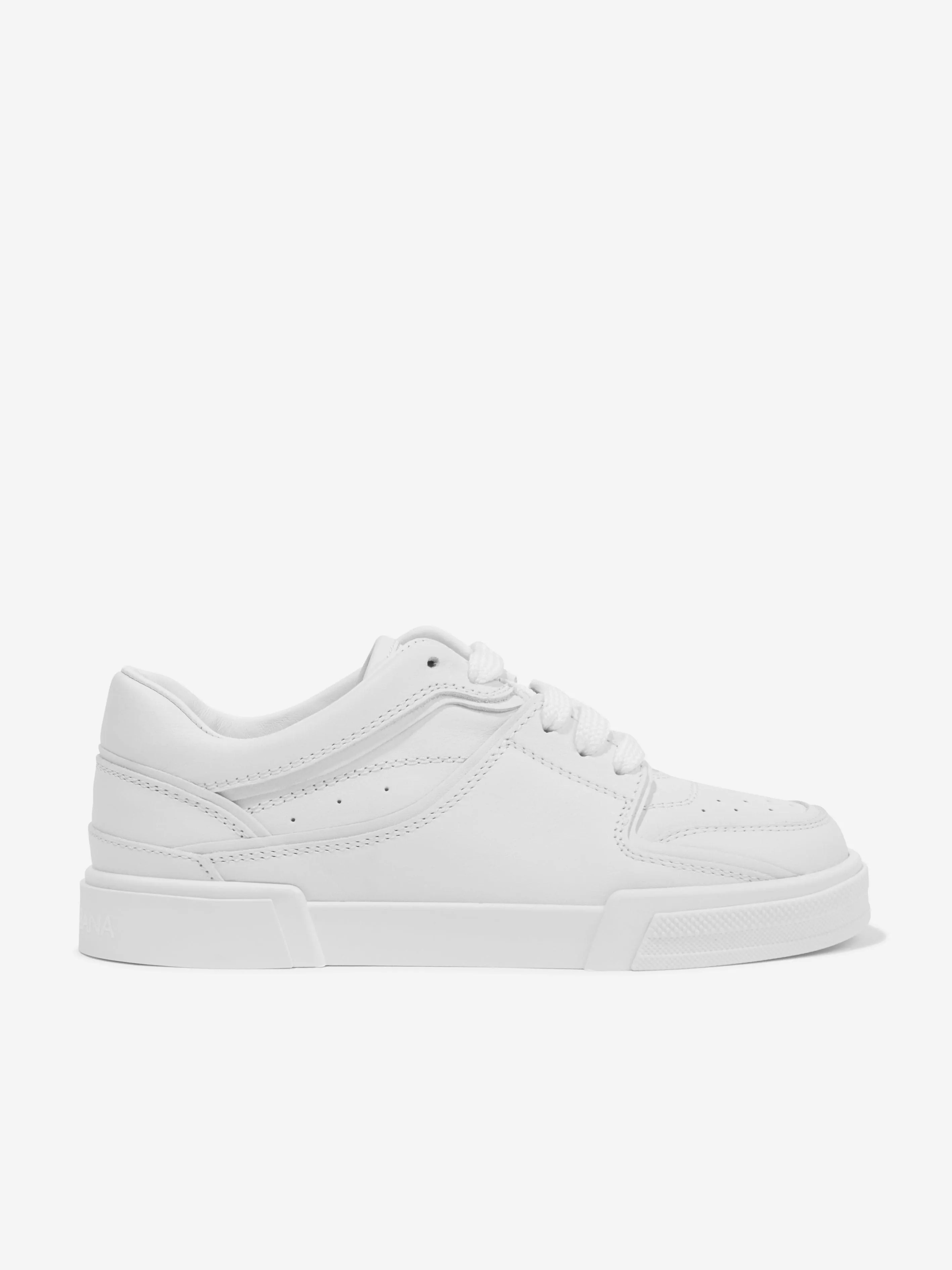 Dolce & Gabbana Boys Leather Logo Trainers in White