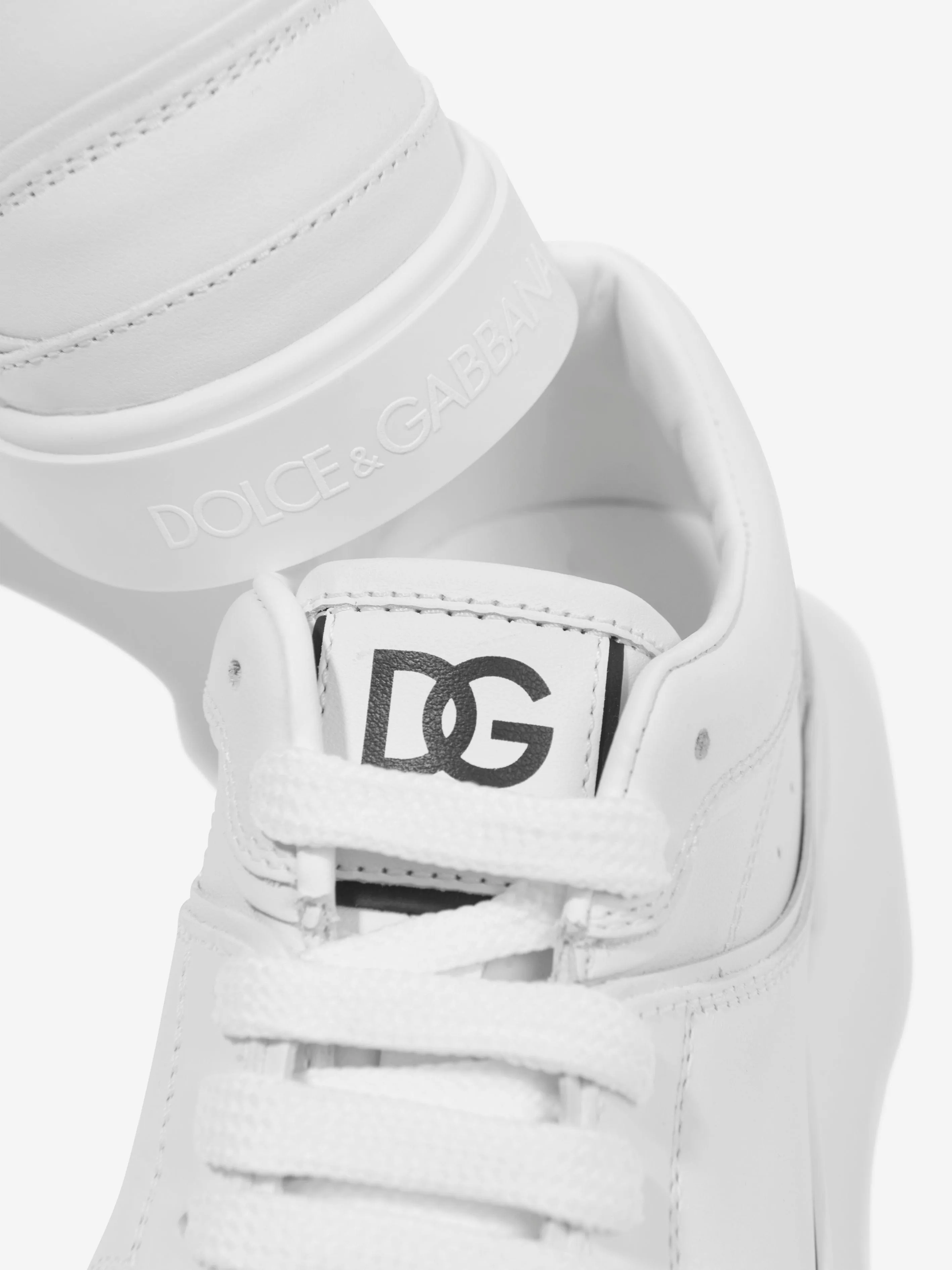 Dolce & Gabbana Boys Leather Logo Trainers in White