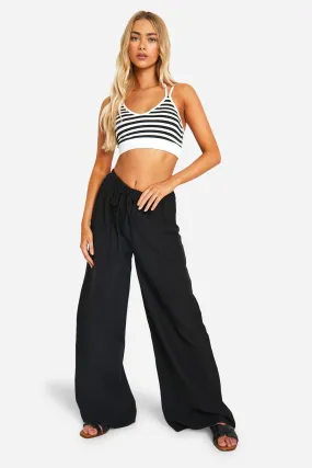 Drawstring Waist Wide Leg Floaty Pants