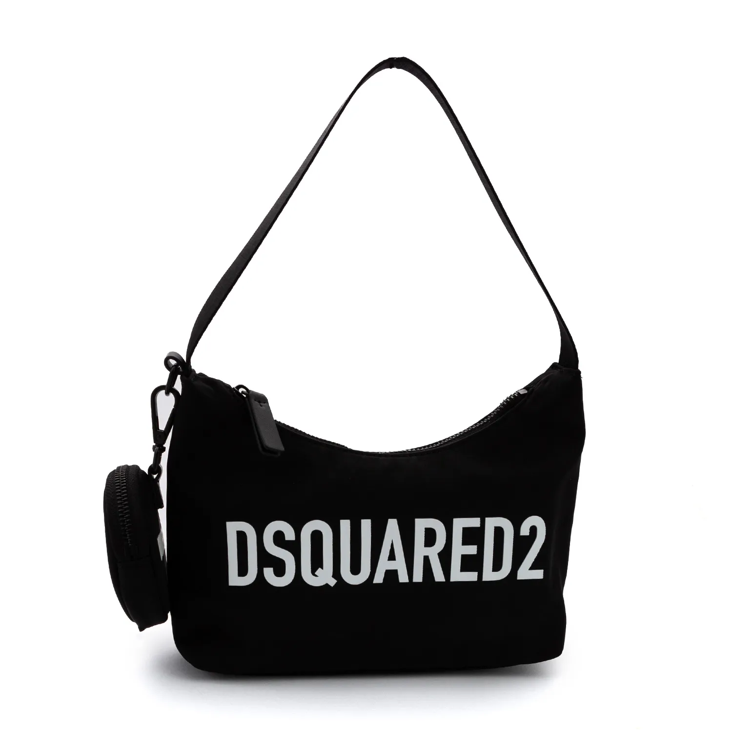 Dsquared2 Black Shoulder Bag With White Logo And Pouch Case