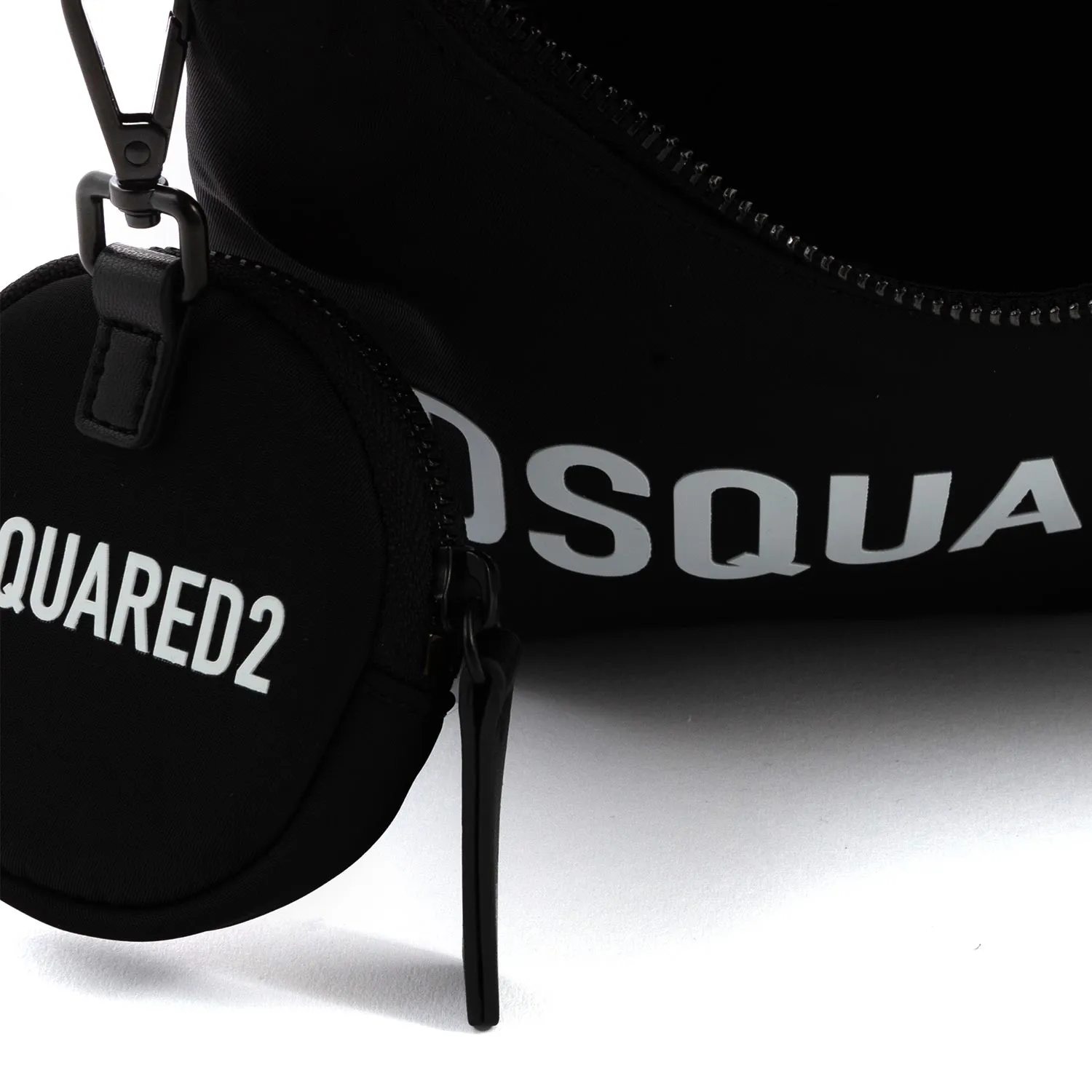 Dsquared2 Black Shoulder Bag With White Logo And Pouch Case