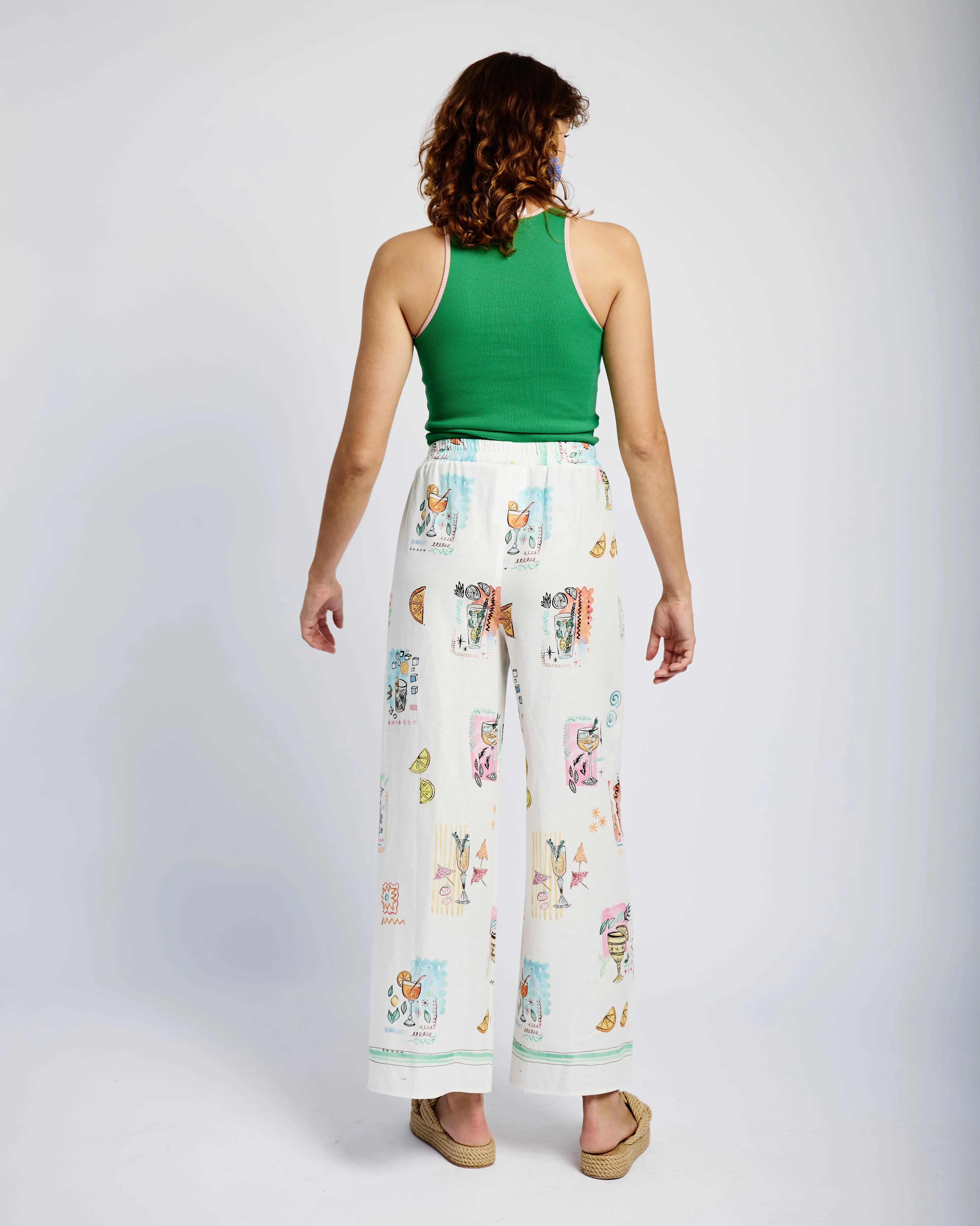 Elasticated Wide Leg Pants in Cocktail