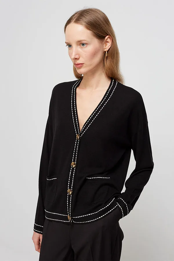 Escorpion CONTRASTING EMBROIDERY CARDIGAN