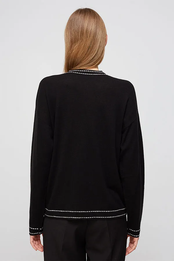 Escorpion CONTRASTING EMBROIDERY CARDIGAN