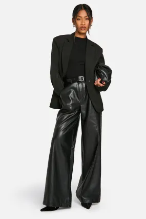 Faux Leather Wide Width Pants