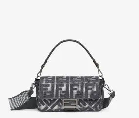 FENDI HOUNDSTOOTH WOOL FF EMBROIDERY SHOULDER BAG