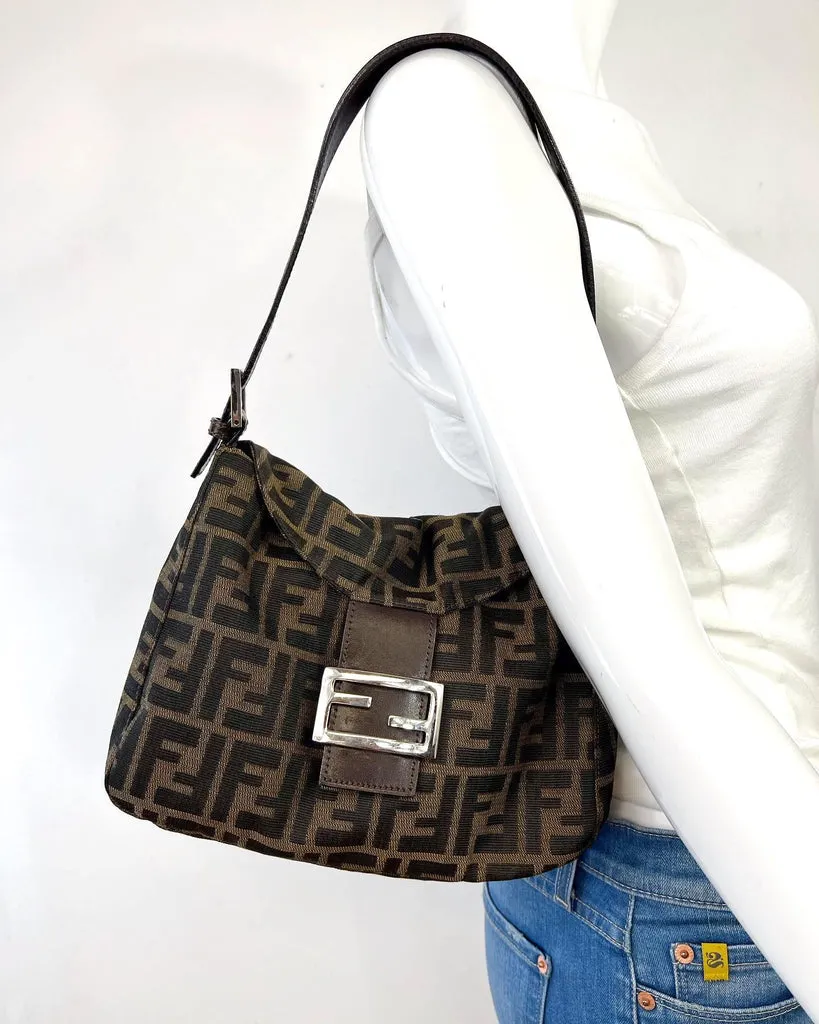 FENDI ZUCCA FLAP SHOULDER BAG