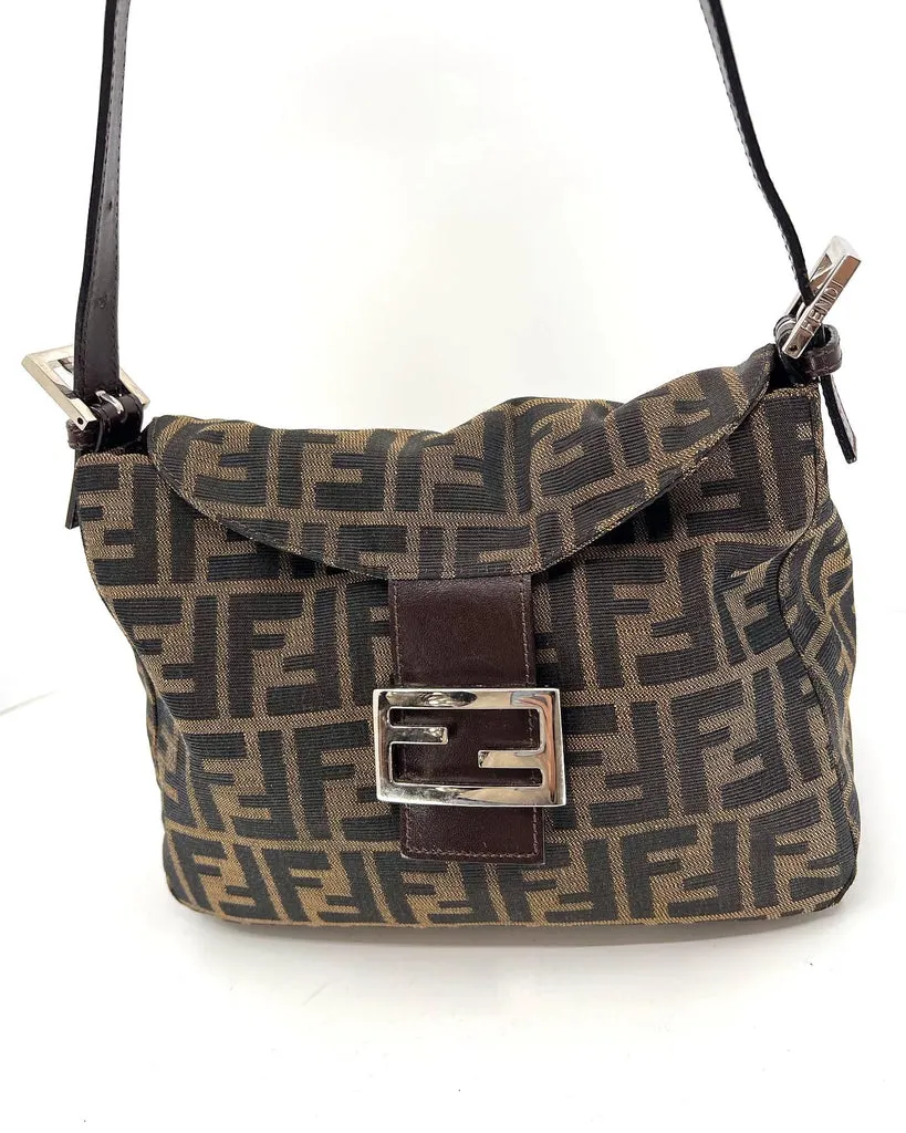 FENDI ZUCCA FLAP SHOULDER BAG