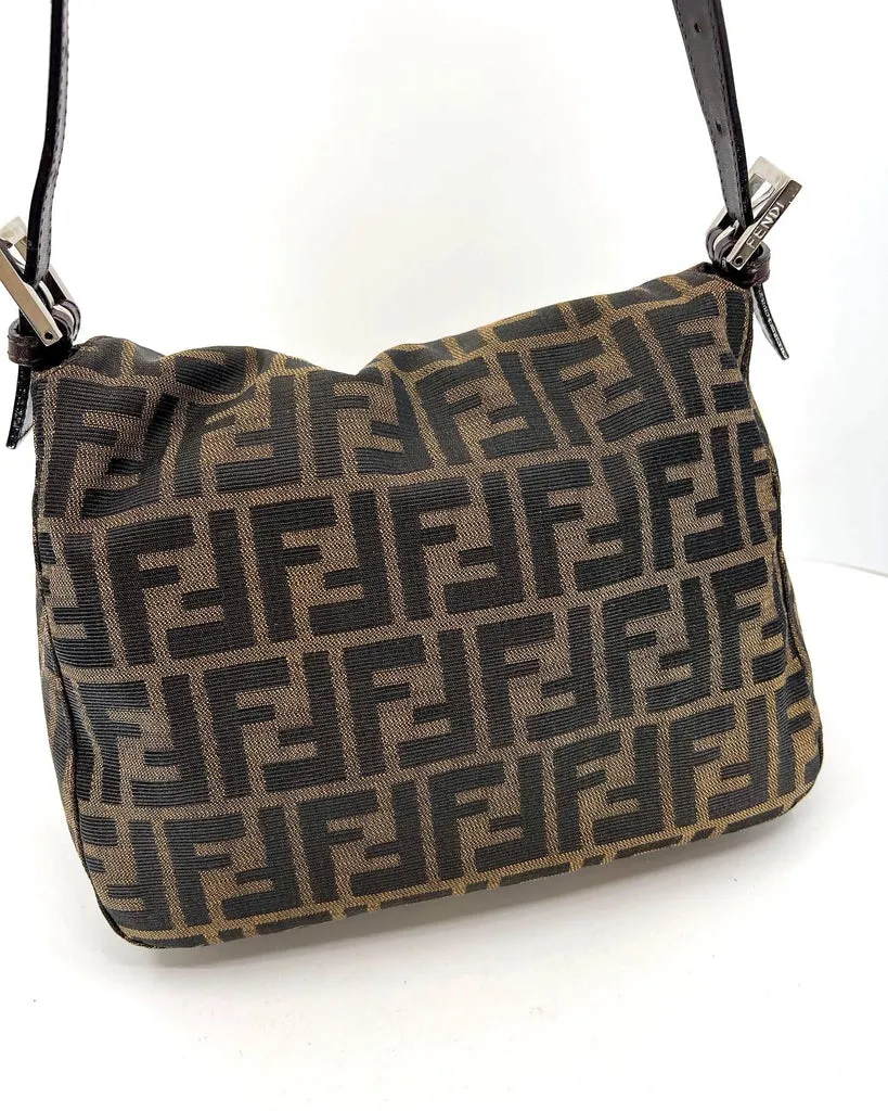 FENDI ZUCCA FLAP SHOULDER BAG