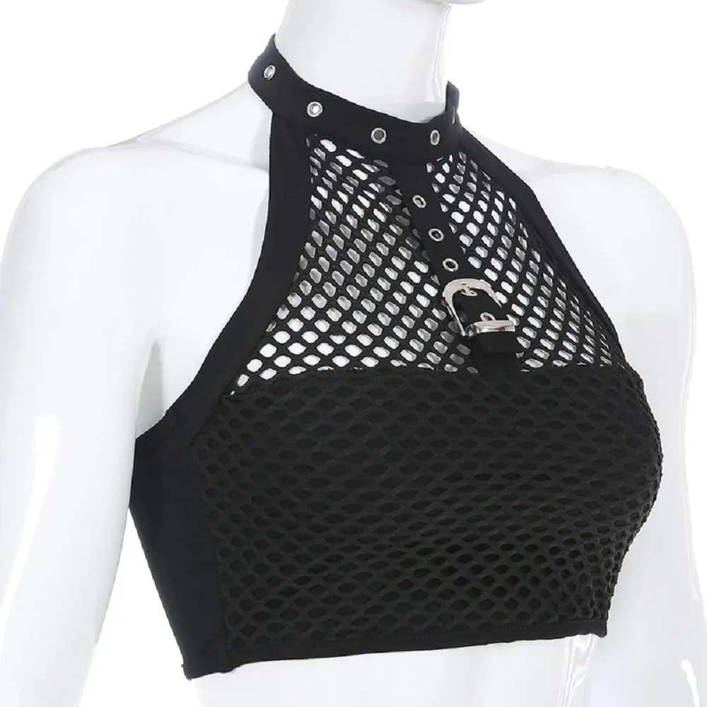 Fishnet Sleeveless Crop Top