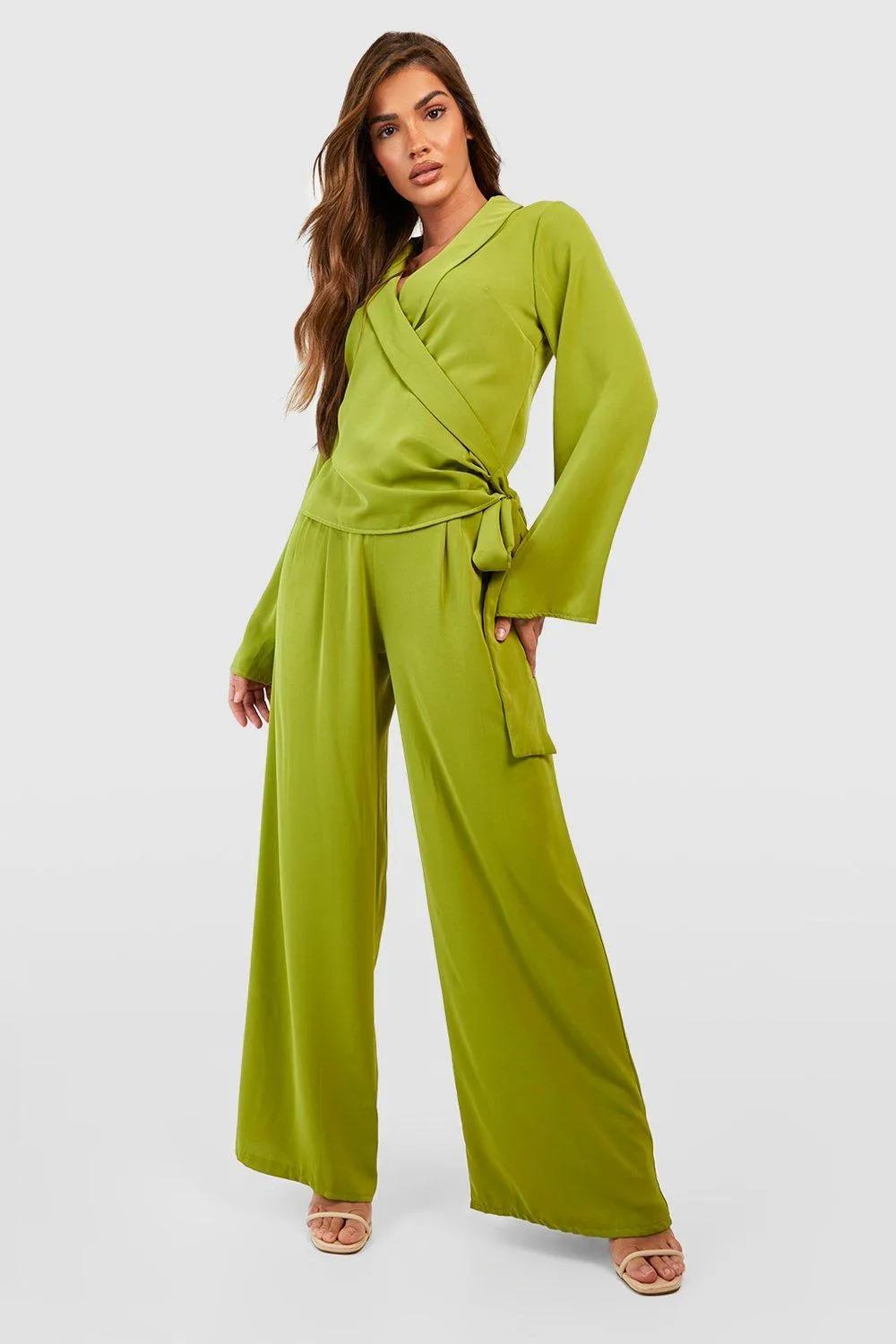 Fluid Pleat Front Floor Sweeping Wide Leg Pants