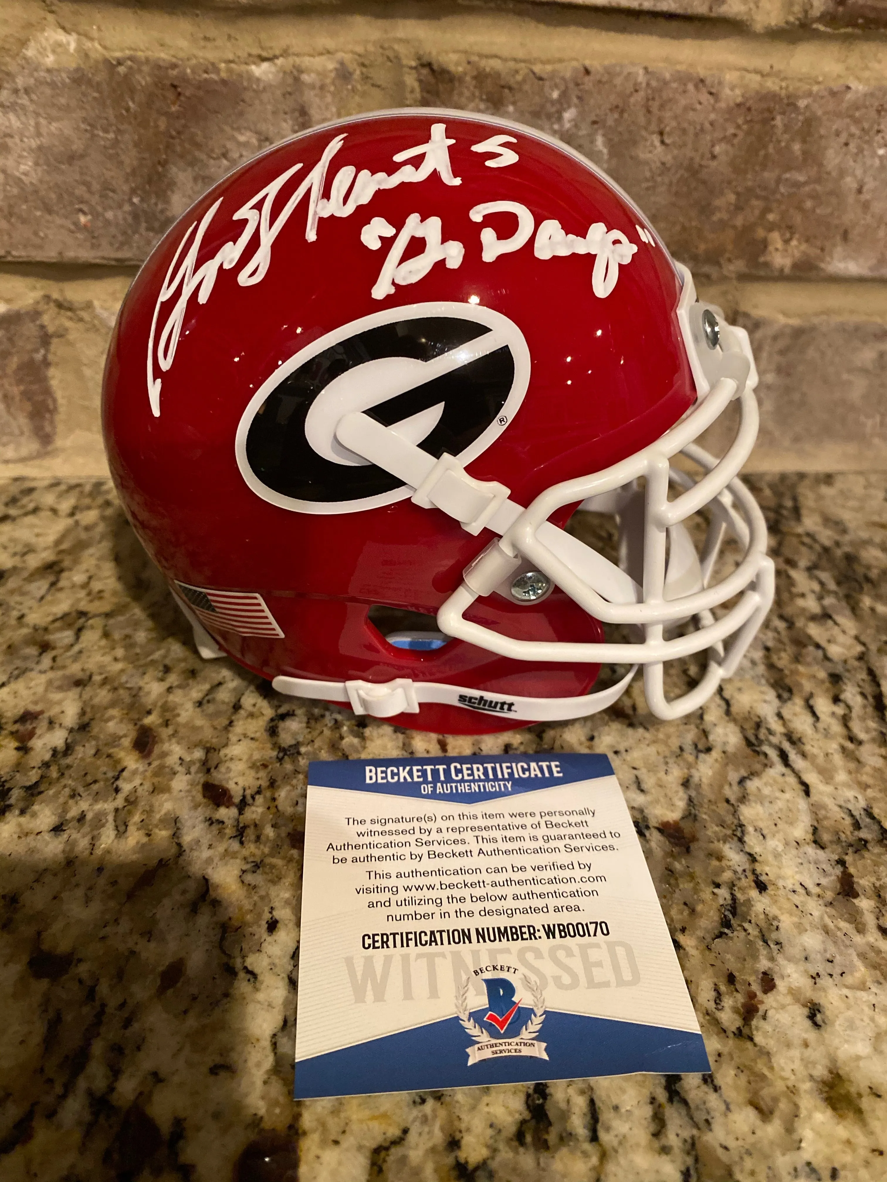 Garrison Hearst Autographed/Signed Georgia Bulldogs Go Dawgs Schutt NCAA Mini Helmet