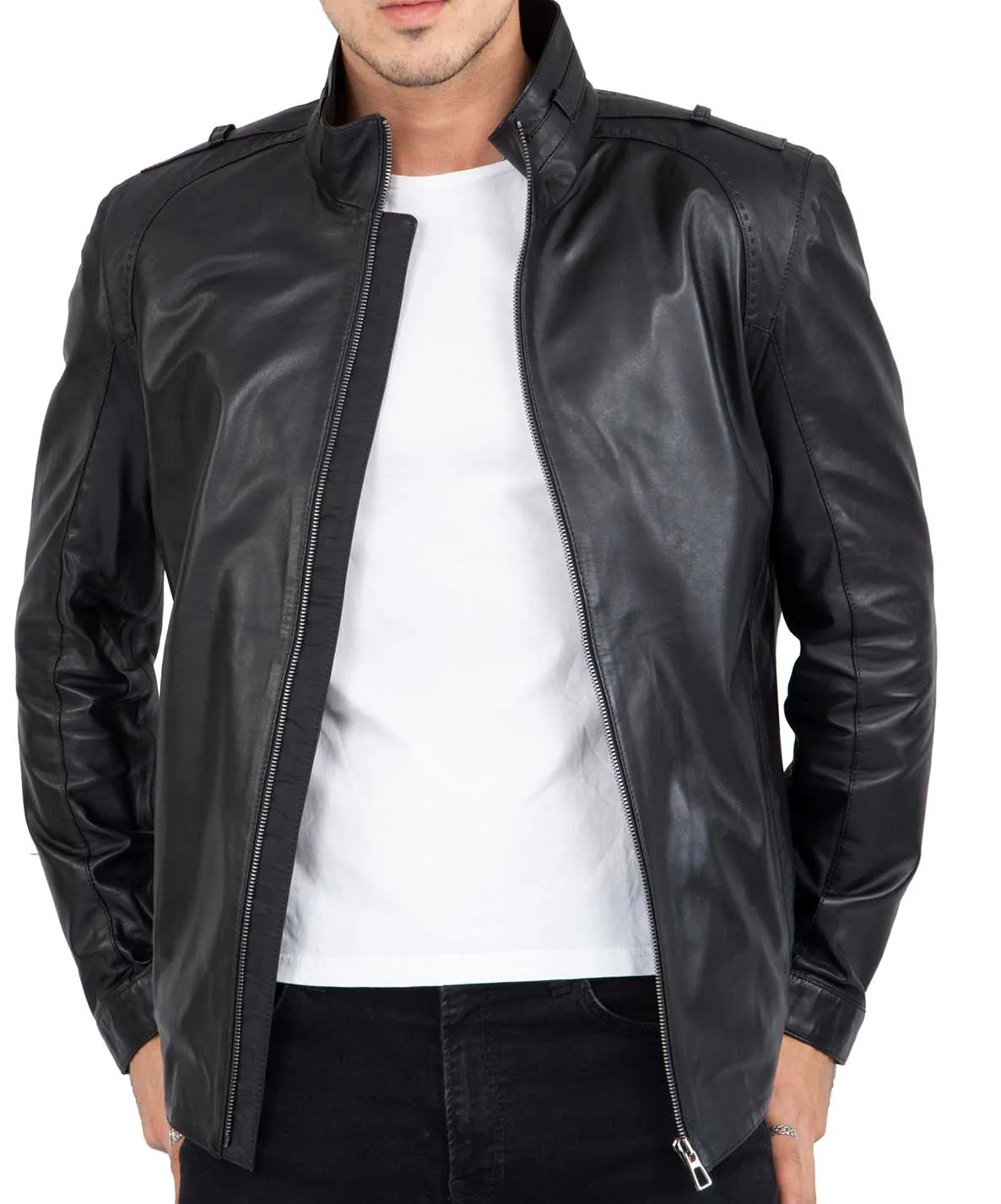 Genuine Lamb Leather Long Jacket for Men Tailored Fit - B208