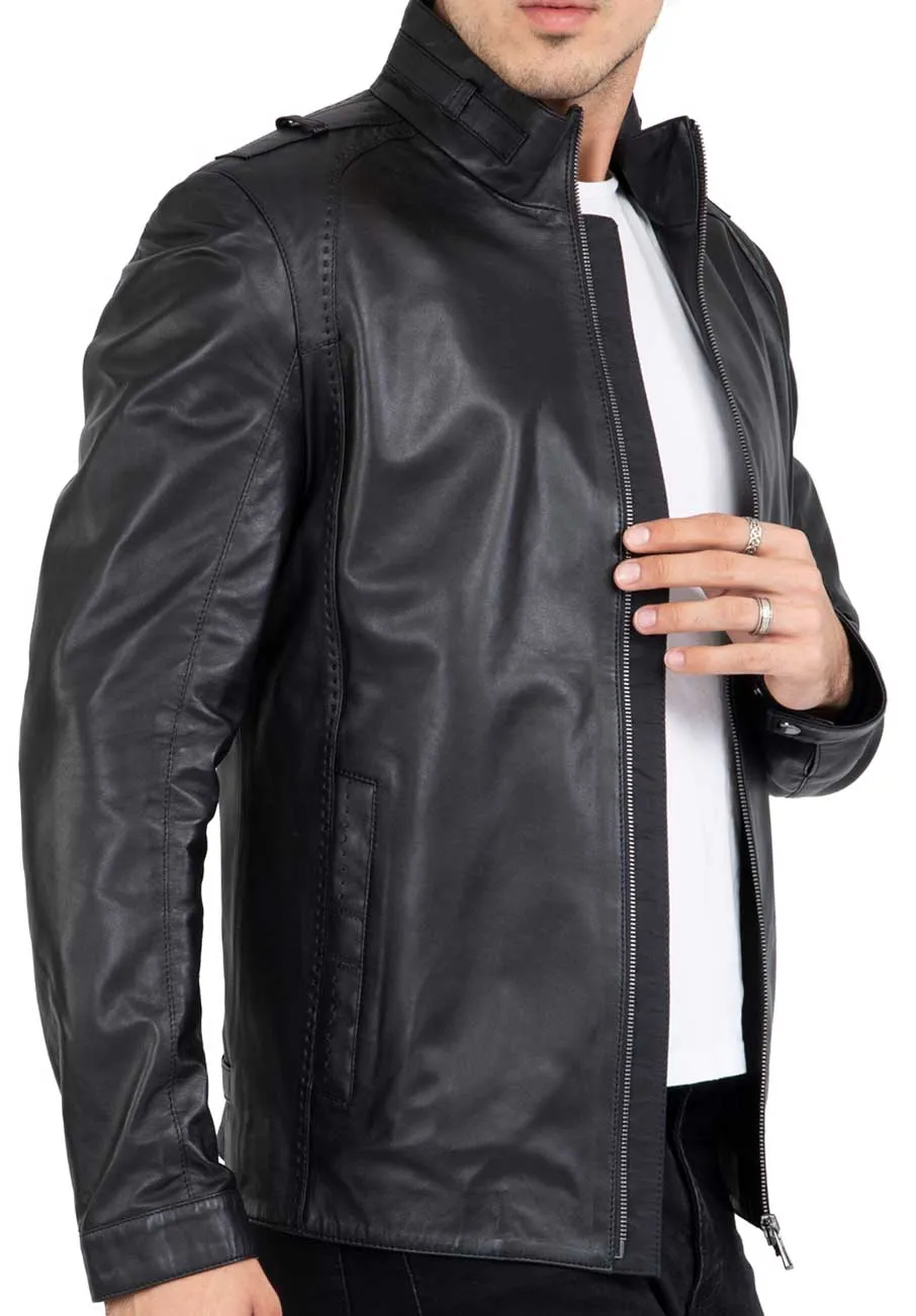 Genuine Lamb Leather Long Jacket for Men Tailored Fit - B208