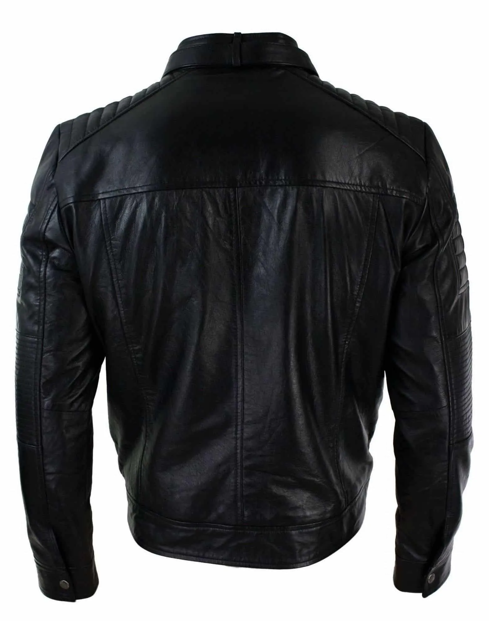 Genuine Real Leather Black Biker Mens Jacket Retro Vintage Tailored Fit UK