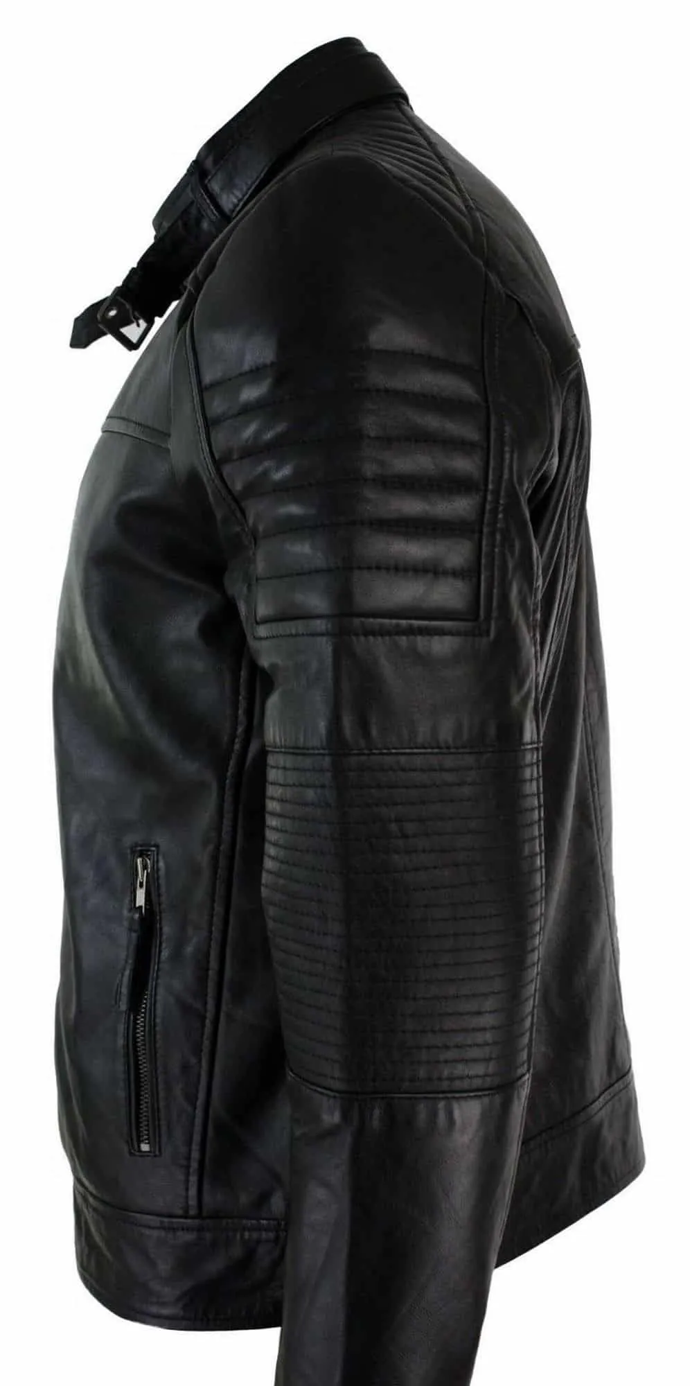 Genuine Real Leather Black Biker Mens Jacket Retro Vintage Tailored Fit UK