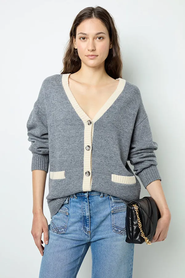 Gerard Darel JANNICE WOOL TWO COLOURED CARDIGAN