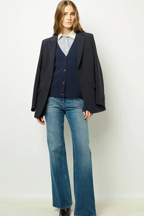 Gerard Darel JEANETTE INDIGO VNECK LOOSE FITTING CARDIGAN