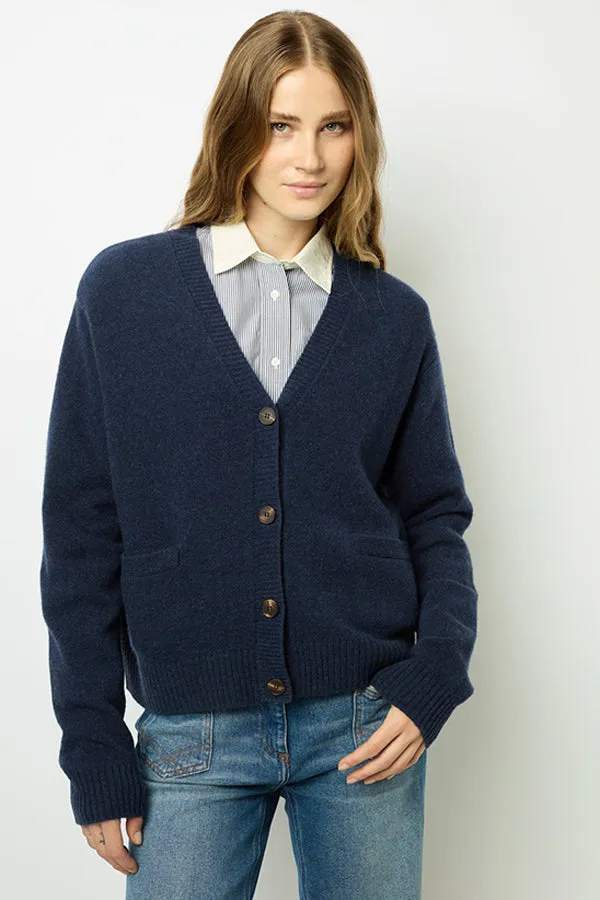 Gerard Darel JEANETTE INDIGO VNECK LOOSE FITTING CARDIGAN