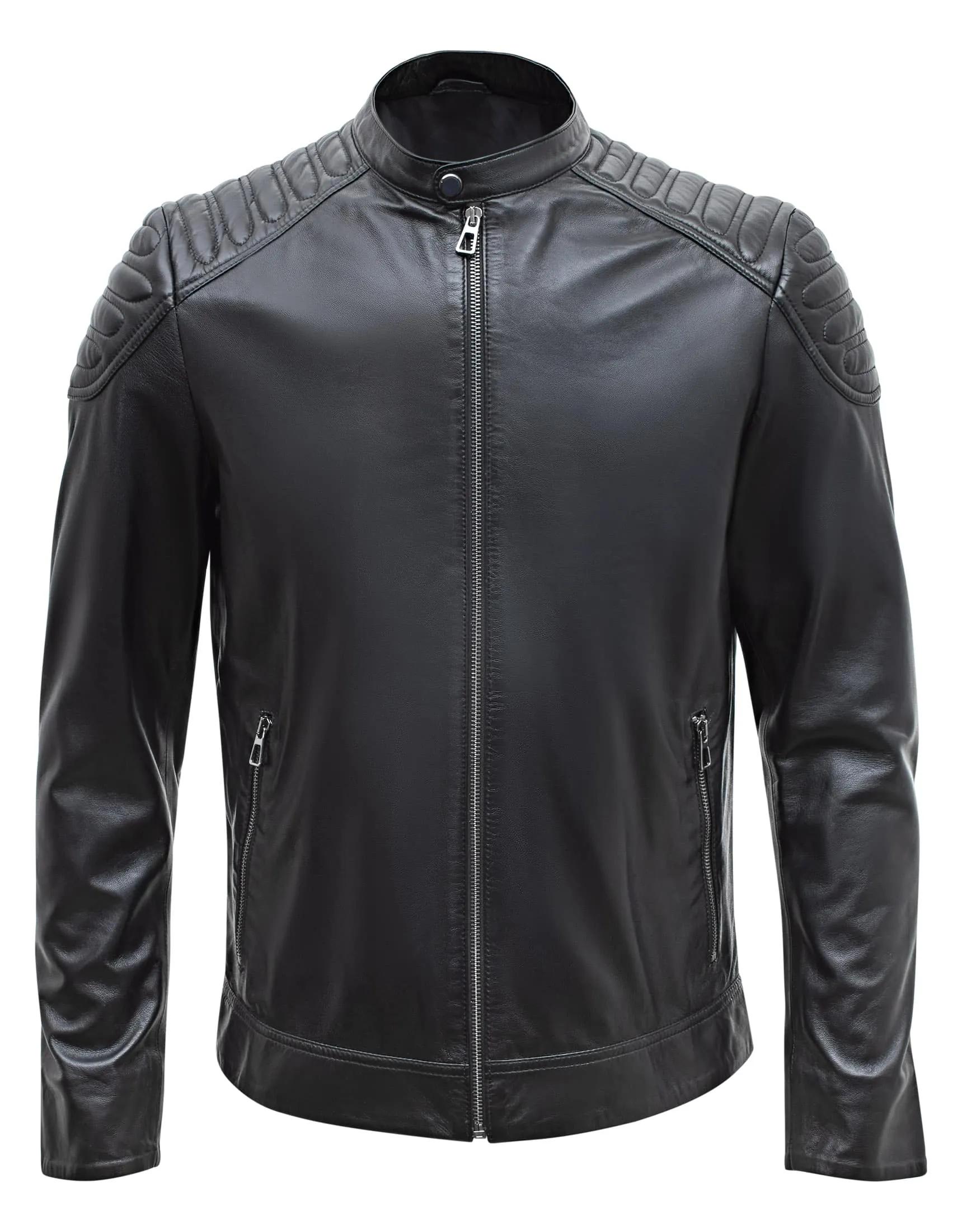 Happy Gentleman B110 - Genuine Real Black Leather Jacket for Men - Slim Fit