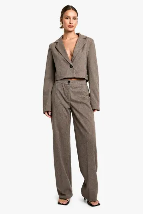 Herringbone Tailored Straight Leg Pants