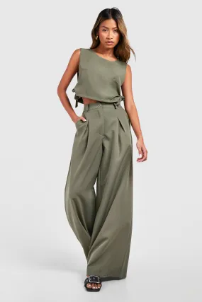 High Waisted Pleated Wide Leg Pants