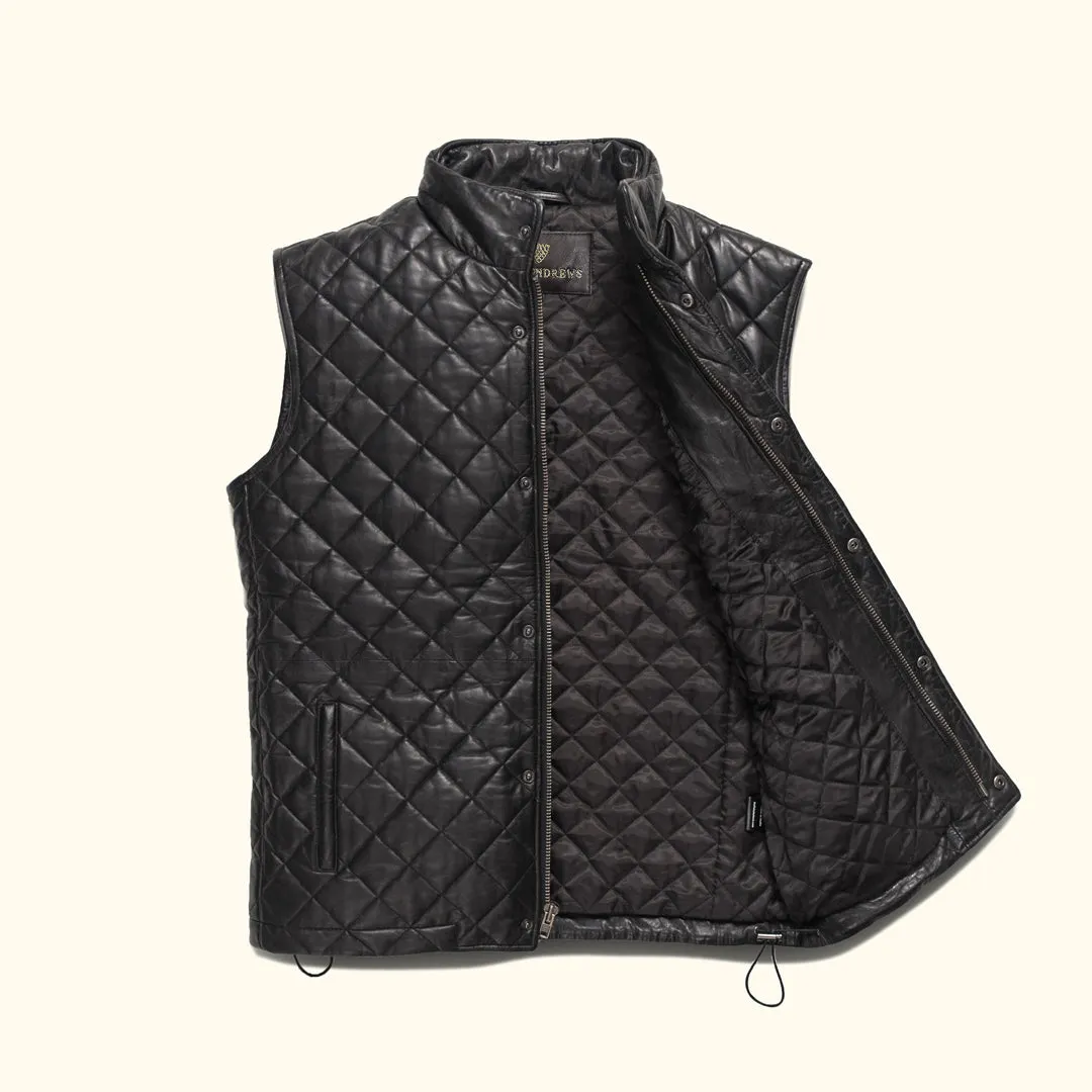 Highlands Quilted Leather Vest | Black