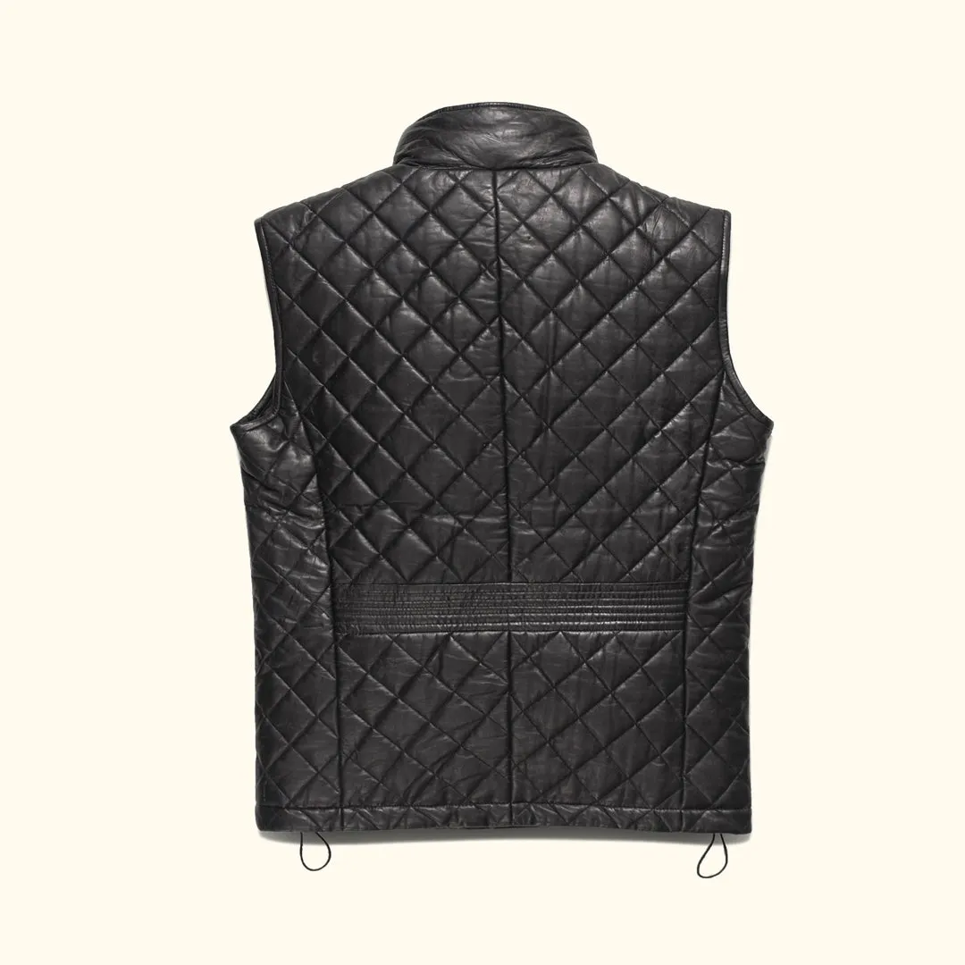 Highlands Quilted Leather Vest | Black