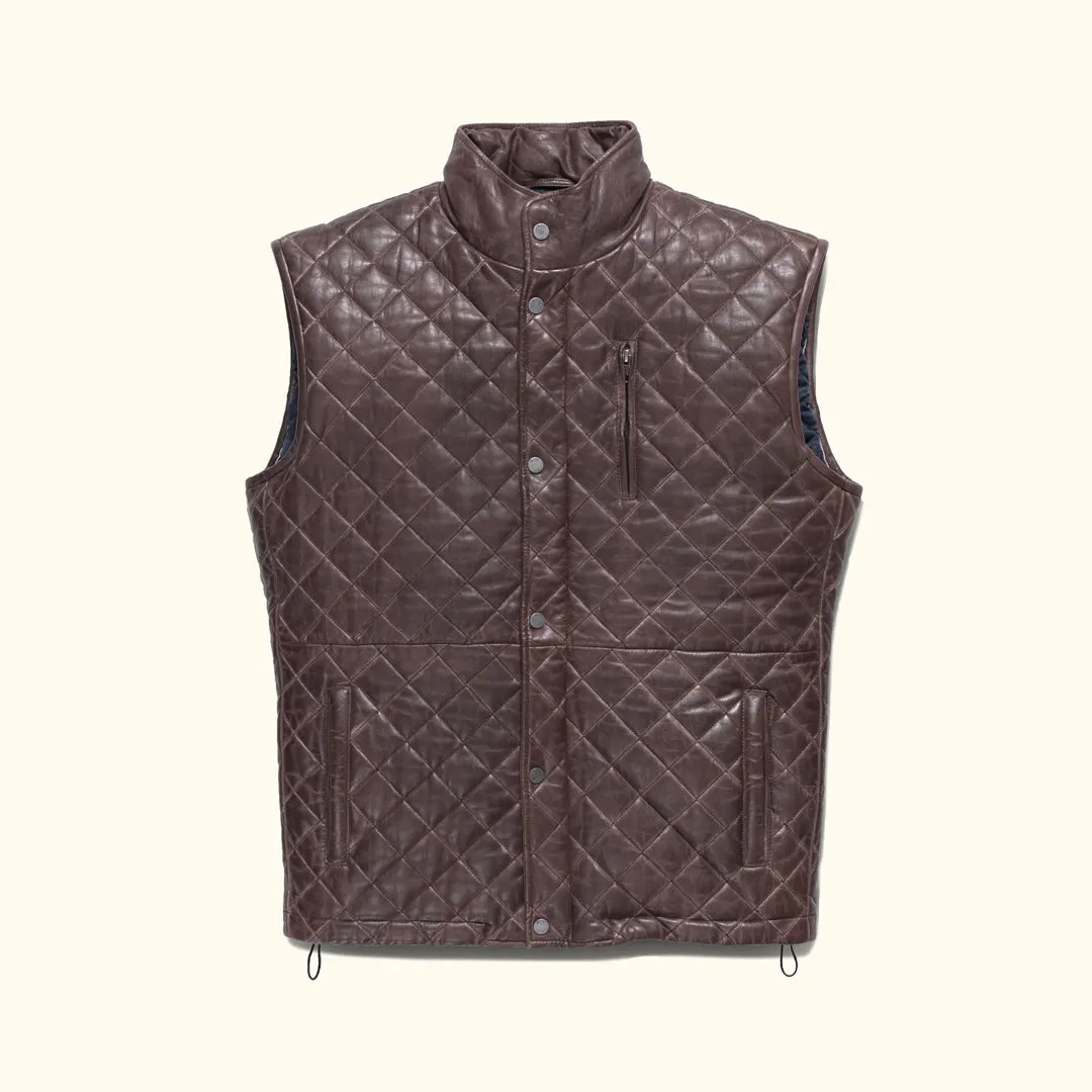 Highlands Quilted Leather Vest | Mahogany Brown