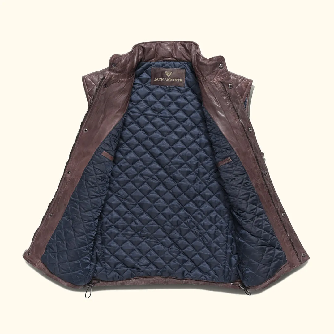 Highlands Quilted Leather Vest | Mahogany Brown