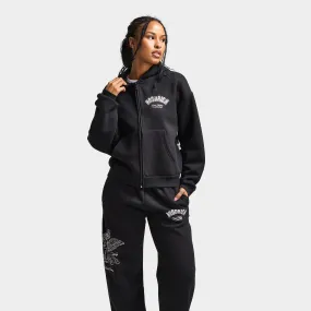 Hoodrich Women's Cherish Mid Length Full Zip Hoodie Black / White - Festival Bloom