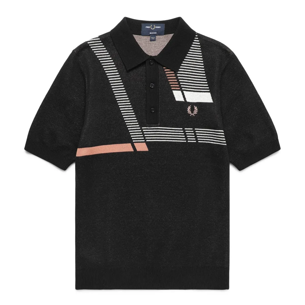 JACQUARD GLITCH POLO BLACK | Bodega