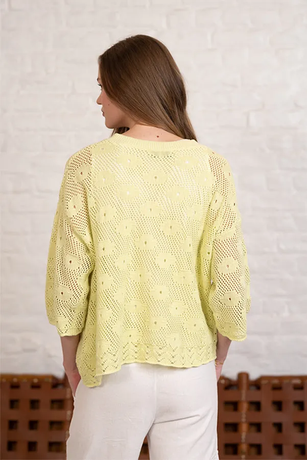 Jeff BOHO YELLOW OPENWORK CARDIGAN