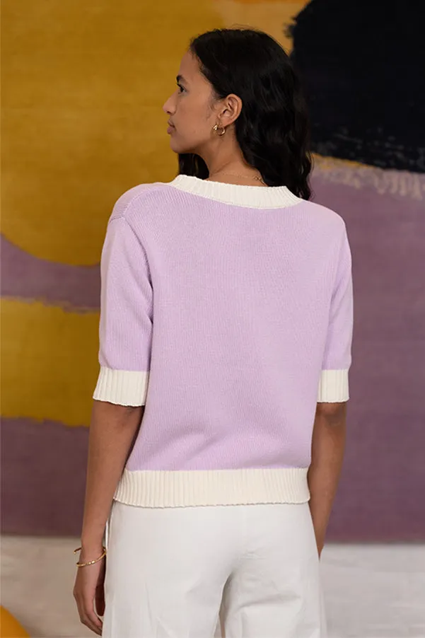 Jeff CHARLIZE PURPLE TWO TONE CARDIGAN